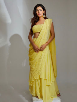 Label Aishwaryrika - Dahlia Chikankari Saree without Blouse