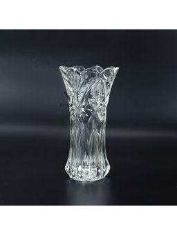 NFI Essentials - Crystal Clear Glass Vases For Flowers With Embossed Floral Design