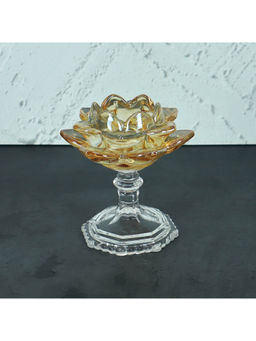 NFI Essentials - Tealight Lotus Flower Candle Holder With Clear Pedestal Base