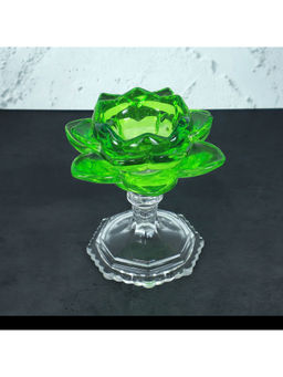NFI Essentials - Tealight Lotus Flower Candle Holder With Clear Pedestal Base
