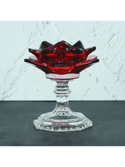 NFI Essentials - Tealight Lotus Flower Candle Holder With Clear Pedestal Base