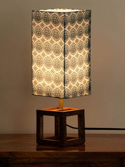 ExclusiveLane - Paisley-Carved Rectangluar Table Lamp In Mango Wood (Without Bulb)