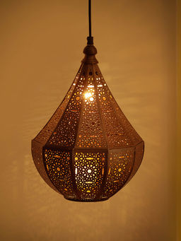 ExclusiveLane - Morrocan Moon Hand-Etched Hanging Pendant Lamp Shade In Iron (34.5 Cm)