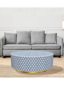 CasaGold - Targua Bone Inlay Coffee Table In Teal Blue Finish