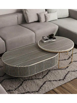 CasaGold - Jordan Bone Inlay Nesting Coffee Table Set Set Of 2 In Black Colour