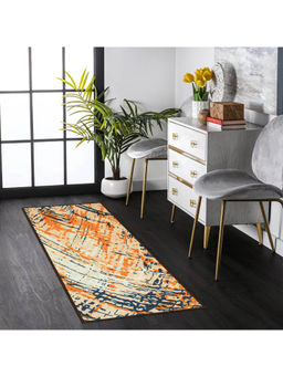 Story@Home - Grunge Pattern Runner Carpet White & Yellow