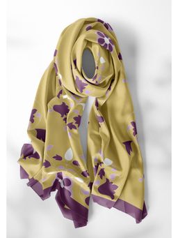 Thee Modern Roots - Mustard Floral Cascade Silk Dupatta