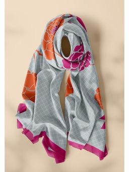 Thee Modern Roots - Grey Nature's Beauty Silk Dupatta