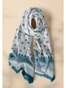 Thee Modern Roots - Grey Lotus Blooms Silk Dupatta