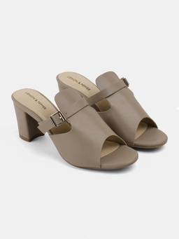Lemon & Pepper - Women Taupe Block Heels
