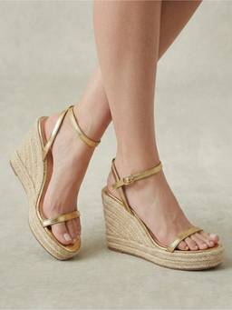 IRUSSH - Women Soft Gilt Minimalist Espadrille Wedges Heels