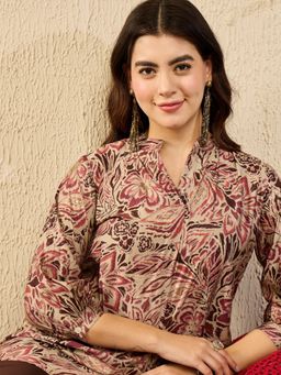 Vaamsi - Women Multi-Color Silk Blend Floral Printed Regular Tunic