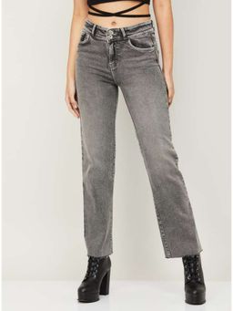 Xpose - Women Grey Comfort Wide Leg High-Rise Clean Look Heavy Fade Stretchable Jeans