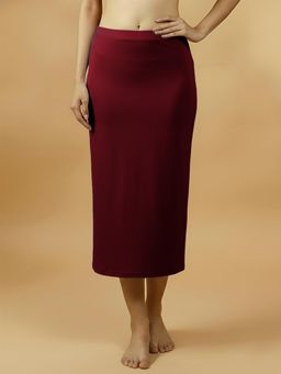 HANDME - Maroon Solid Lycra Saree Shapewear