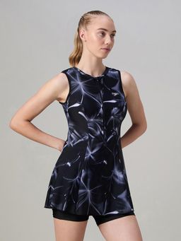 Speedo - Black Printed Nylon Elastane Swimdress