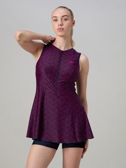 Speedo - Navy Blue Printed Nylon Elastane Swimdress