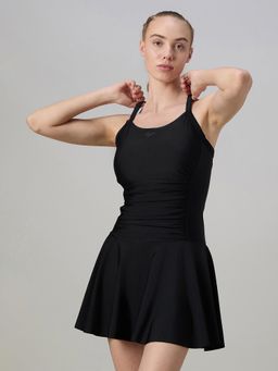 Speedo - Black Solid Nylon Elastane Swimdress