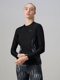 Speedo - Black Printed Nylon Elastane Top