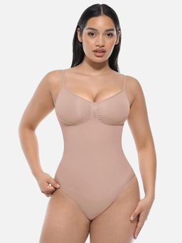 Shop The Edit - Beige Solid Nylon Body Shapewear