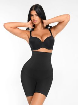 Shop The Edit - Black Solid Nylon Thigh Shaper