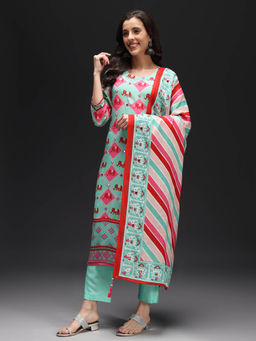 Heeposh - Printed Kurta and Pants with Designer Dupatta (Set of 3)