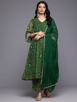 Varanga - Women Printed Zari Lace Embellished Kurta with Pants and Dupatta (Set of 3)