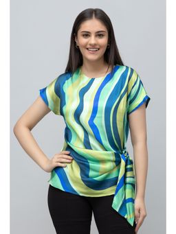 PURYS - Abstract Stripe Print Top Multi-Color