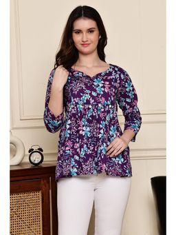 Rajnandini - Women Purple Cotton Jaipuri Printed Short Top