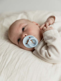 Bibs - Latex Round Nipple Blue Pacifier