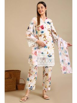 Aurelia - V-Neck Floral Kurta with Pant and Dupatta (Set of 3)