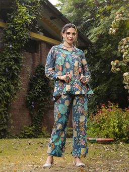 Stylum - Multi-Color Collar Neck Floral Shirt with Pant (Set of 2)