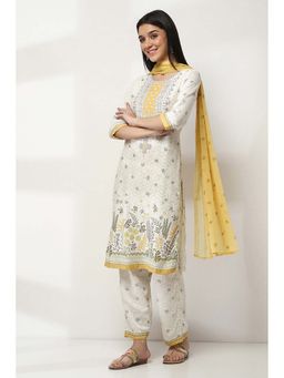 Rangriti - Green Round Neck Printed Kurta with Pant and Dupatta (Set of 3)