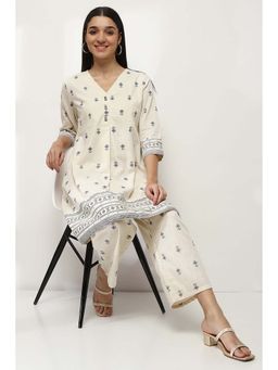 Rangriti - V-Neck Printed Kurta with Pant (Set of 2)