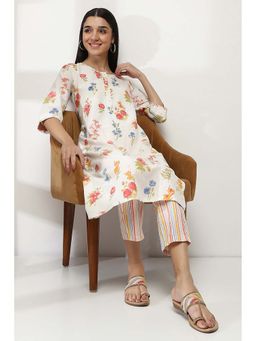 Rangriti - Round Neck Printed Kurta with Pant (Set of 2)
