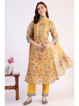 W - Round Neck Floral Kurta with Pant and Dupatta (Set of 3)