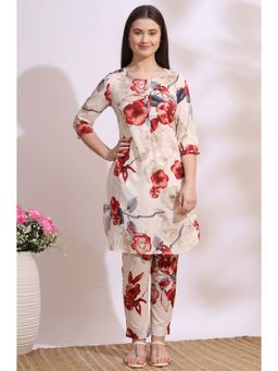 W - Round Neck Floral Kurta with Pant (Set of 2)