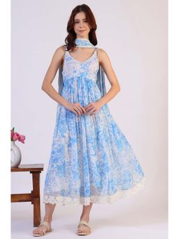 W - Shoulder Straps Floral Kurta with Pant and Dupatta (Set of 3)