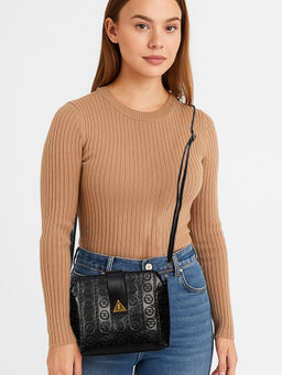 ESBEDA - Black Color Vegan Leather Embossed Sling Bag