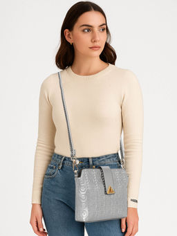 ESBEDA - Grey Color Vegan Leather Embossed Sling Bag