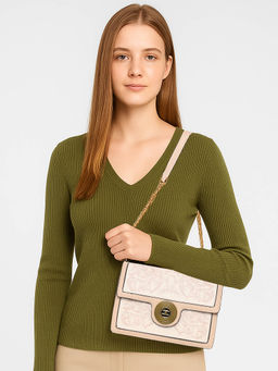 ESBEDA - Pink Color Monochrome Embroidered Sling Bag for Women