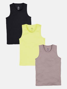 KiddoPanti - Boys Pack of 3 Cotton Solid Vests (Pack of 3)