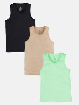 KiddoPanti - Boys Pack of 3 Cotton Solid Vests (Pack of 3)