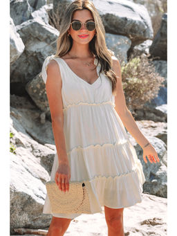 PARTIQ - Women White Solid Mini Dress