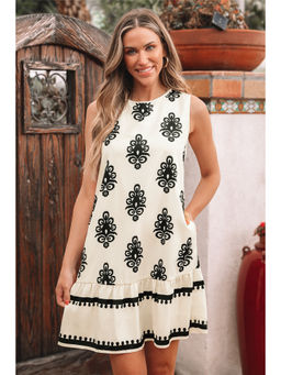 PARTIQ - Women Off White Printed Mini Dress