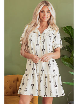 PARTIQ - Women Off White Printed Mini Dress