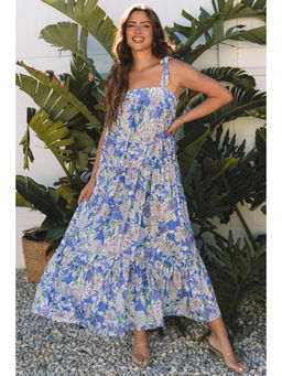 PARTIQ - Women Blue Floral Maxi Dress