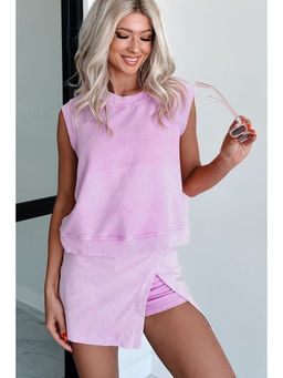 PARTIQ - Women Pink Solid Top with Skort (Set of 2)