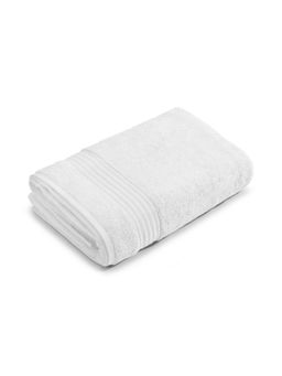 SPACES - White 100% Organic Cotton 640 GSM Dobby Plain Premium Bath Towel