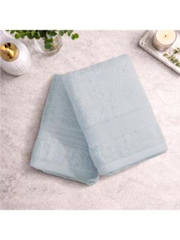 SPACES - Blue 100% Organic Cotton 640 GSM Dobby Plain Hand Towels (Pack of 2)