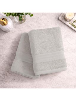 SPACES - Grey 100% Organic Cotton 640 GSM Dobby Plain Hand Towels (Pack of 2)